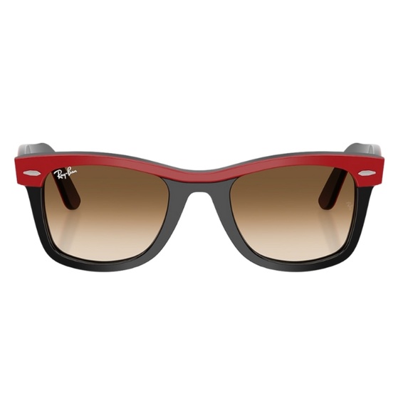 Rayban RB2240 Wayfarer Sunglasses. Red On Black Frame, Clear Gradient Brown Lens - Picture 1 of 3